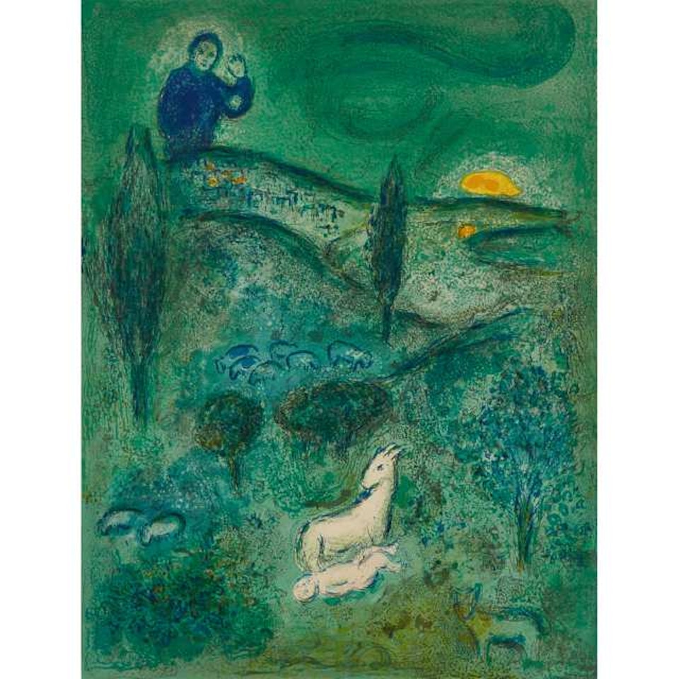 DÉCOUVERTE DE DAPHNIS PAR LAMON (LAMON DISCOVERS DAPHNIS), PL. 2 (FROM DAPHNIS ET CHLOE) by Marc Chagall
