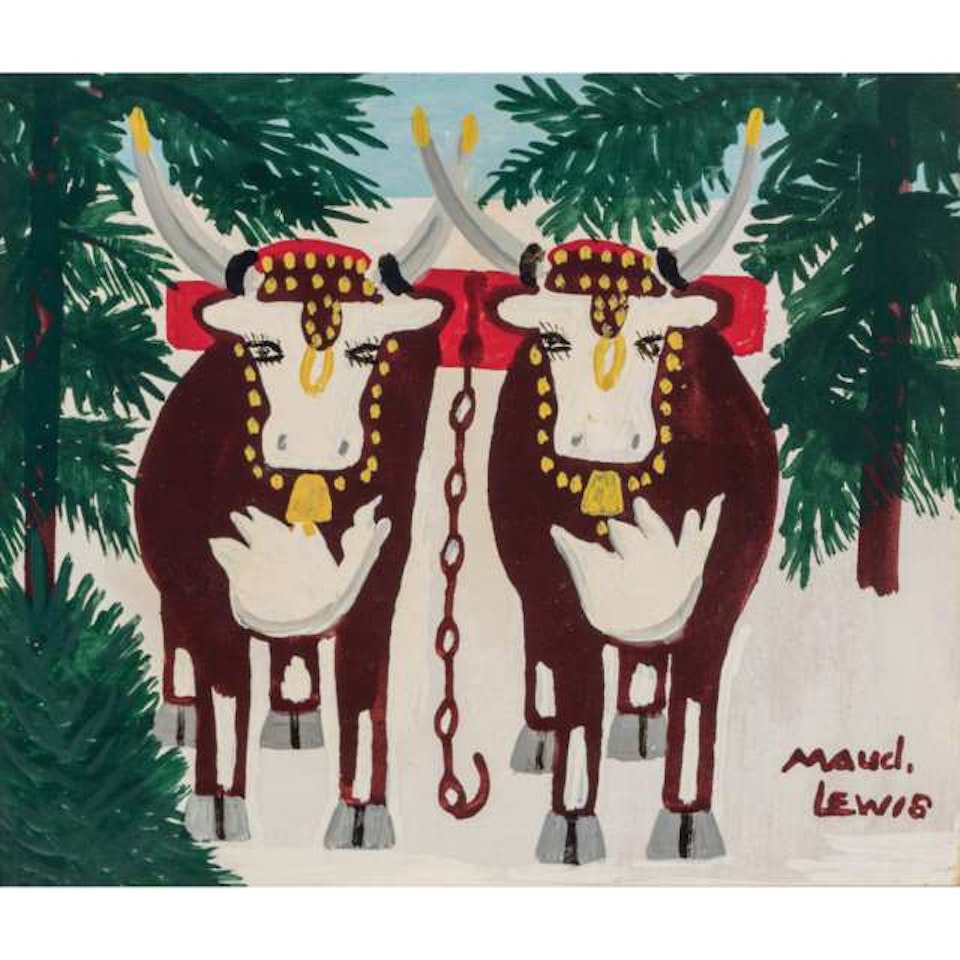 OXEN IN WINTER by Maud Lewis