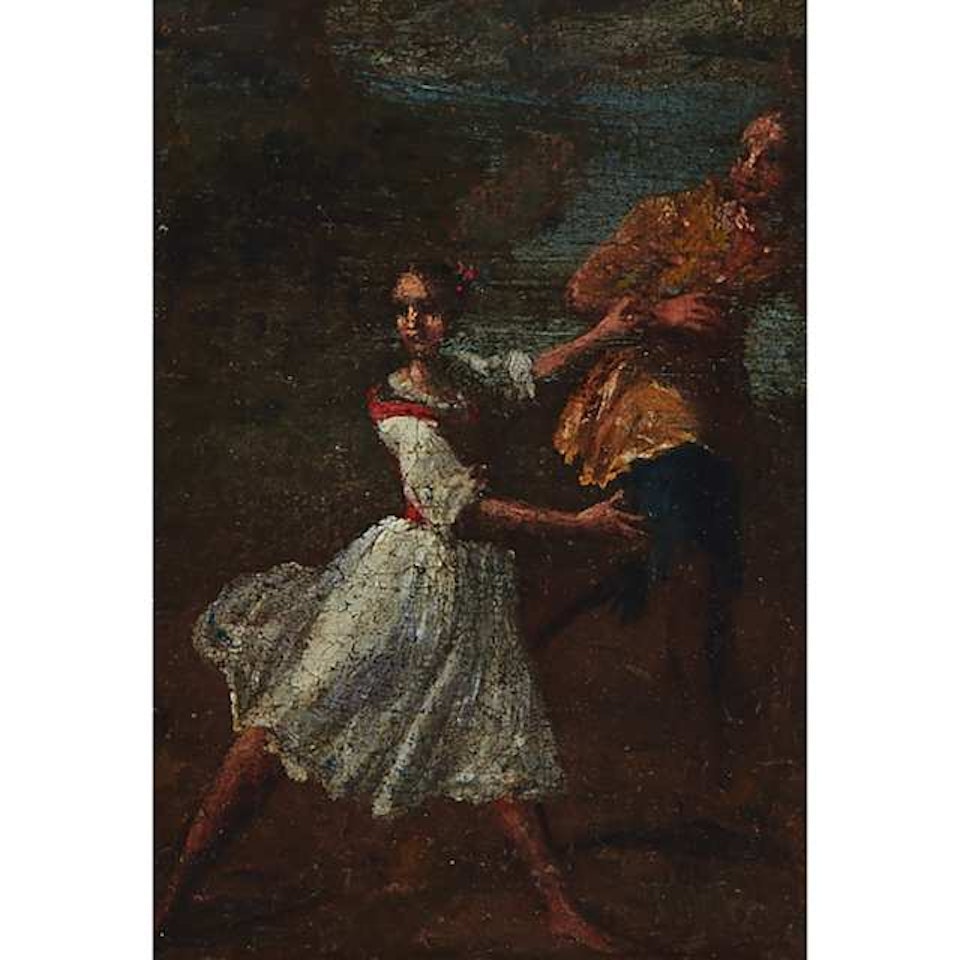 DAMSEL FLEEING A MAN IN A LANDSCAPE by Italian School