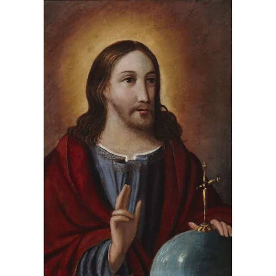 CHRIST BLESSING WITH THE GLOBE (SAVIOR OF THE WORLD) by German School