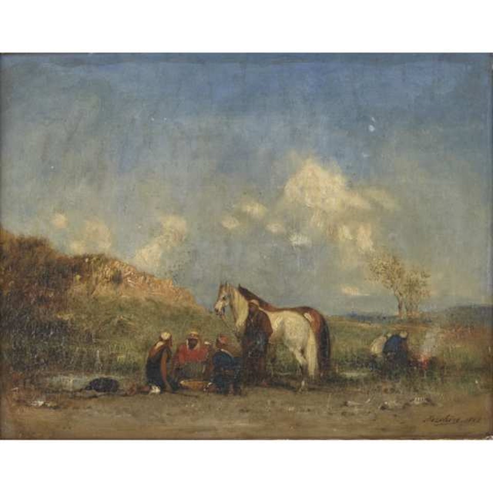 A MID-DAY HALT; (PROBABLY CALLED “REPOS DE MIDI” IN PROST) by Narcisse Berchere