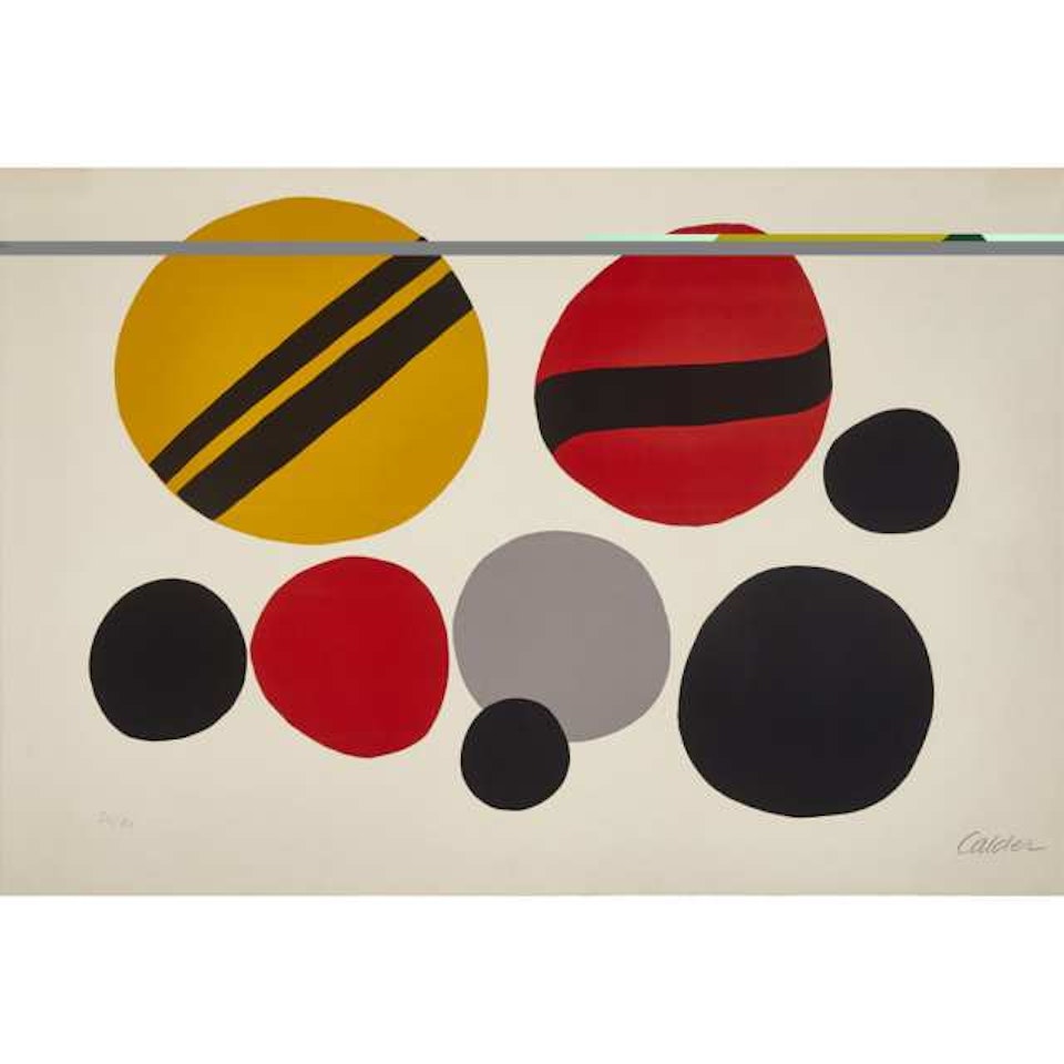 CHEVRONS NOIR SUR ROUGE ET JAUNE by Alexander Calder