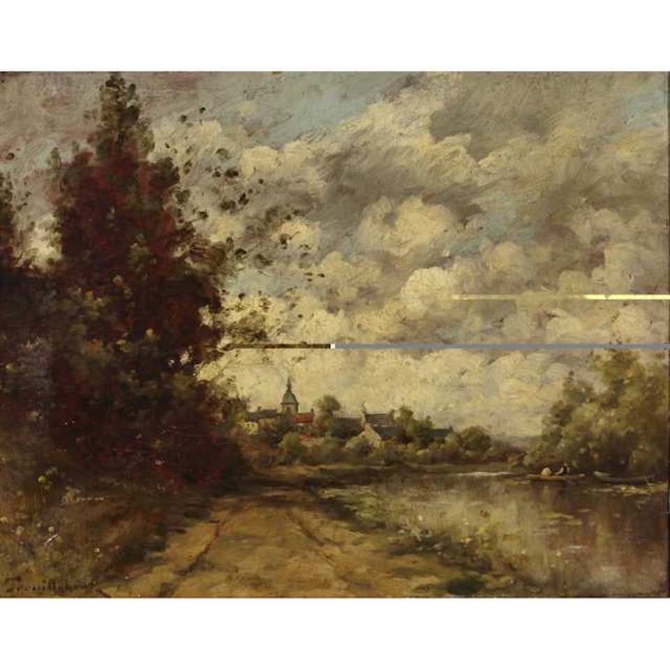 PAYSAGE DE RIVE ET BOURG by Paul Désiré Trouillebert