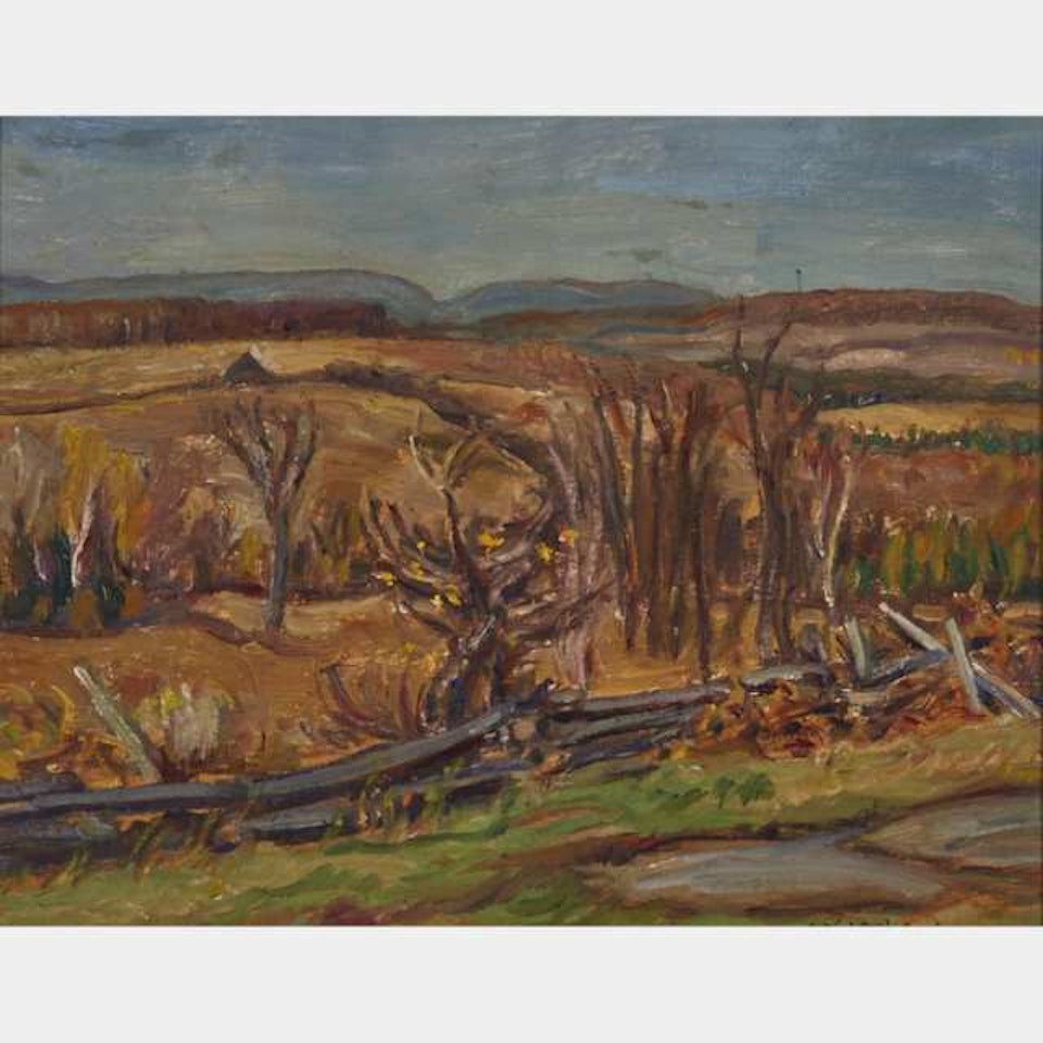 LANDSCAPE WITH SPLIT RAIL FENCE by Alexander Young Jackson