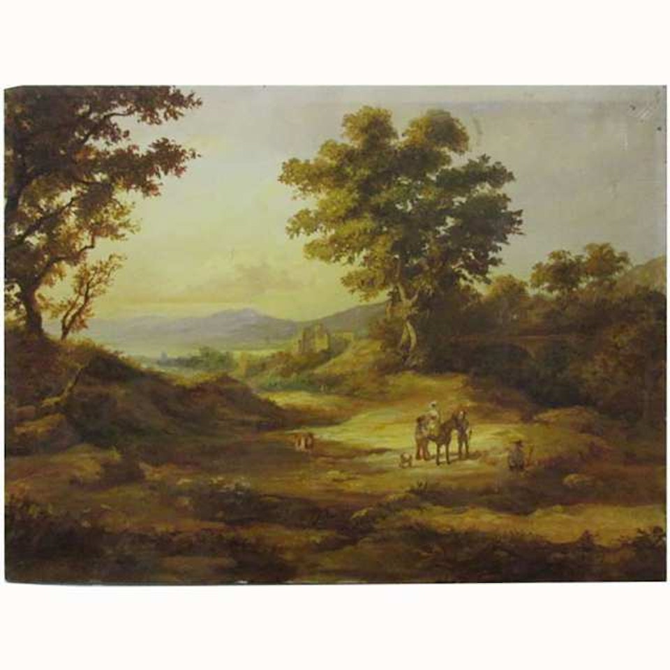 TRAVELLERS RESTING BY RIVERS EDGE by Continental School