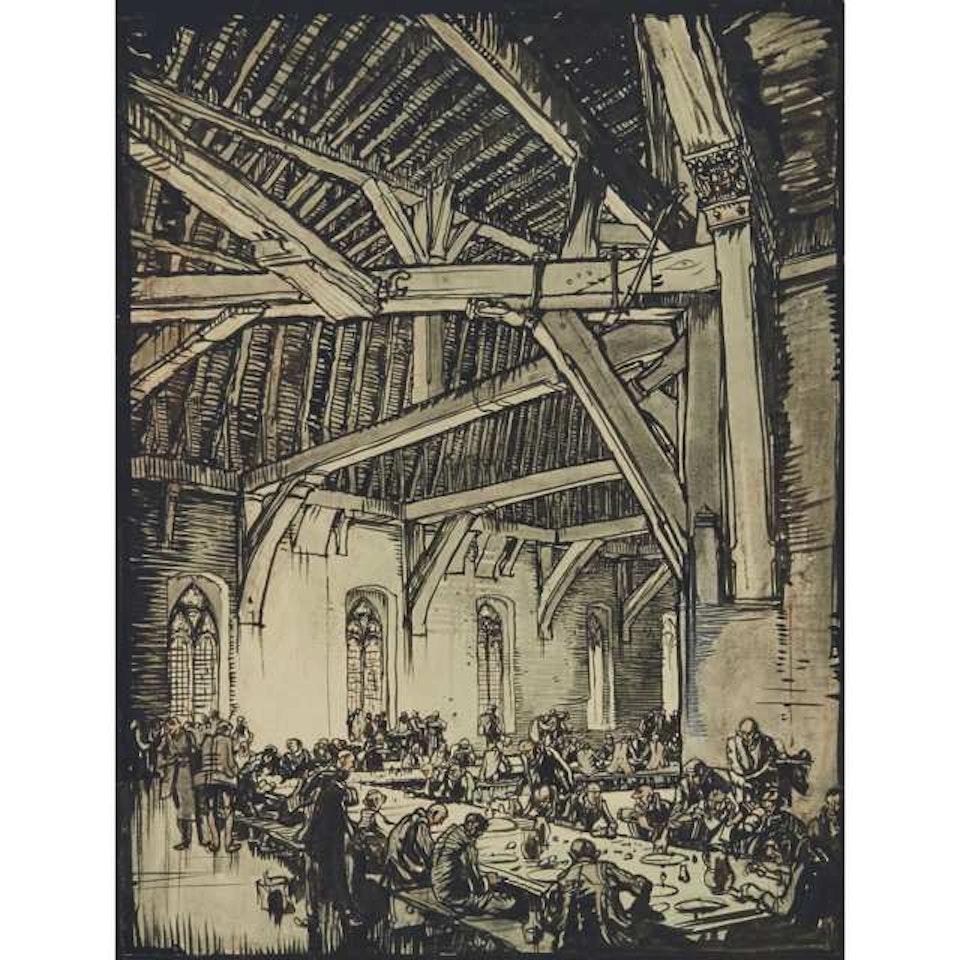 INTERIOR OF THE CLOTH HALL, YPRES by Sir Frank Brangwyn