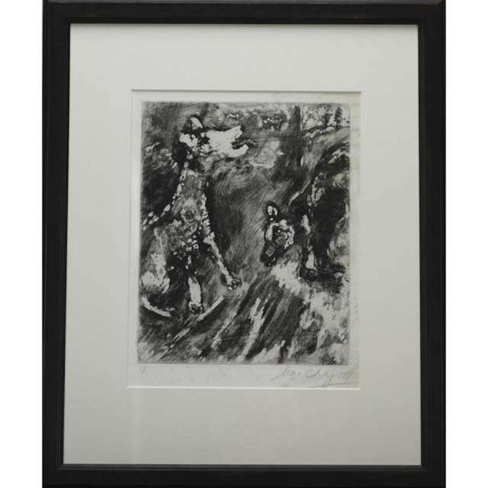 LA LICE ET SA COMPAGNE [THE BITCH AND HER FRIEND] (FROM LA FONTAINE FABLES, PLATE 16) by Marc Chagall