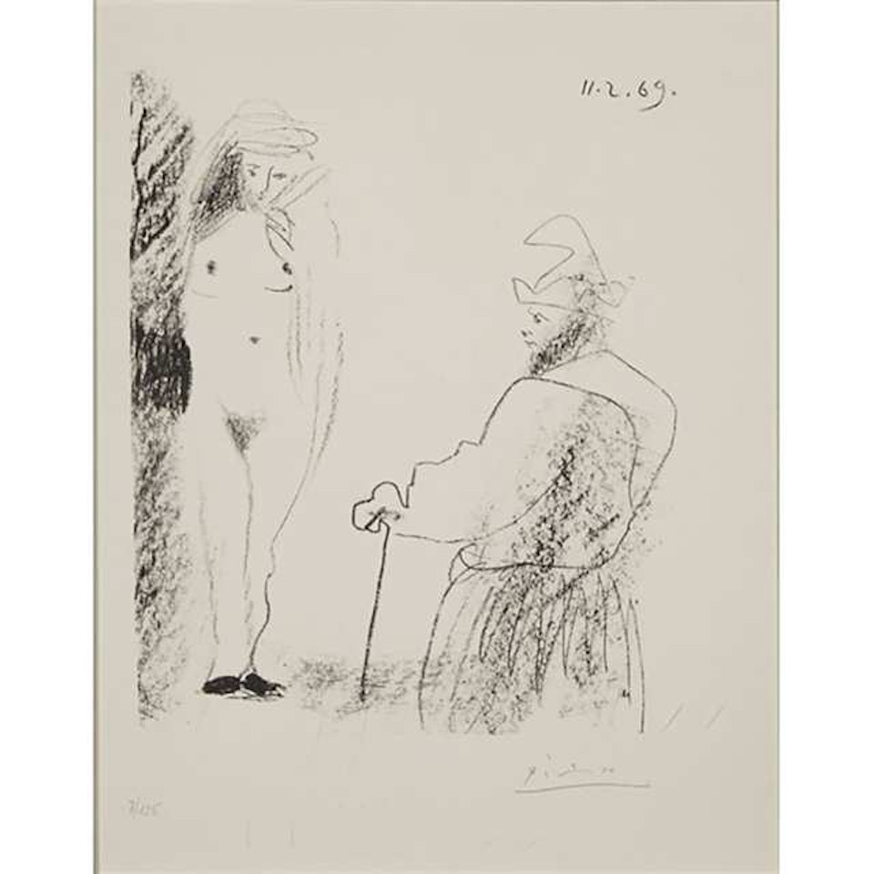 FEMME NUE ET HOMME À LA CANNE (FROM: PICASSO - DESSINS 27.3.66 TO 15.3.68) by Pablo Picasso