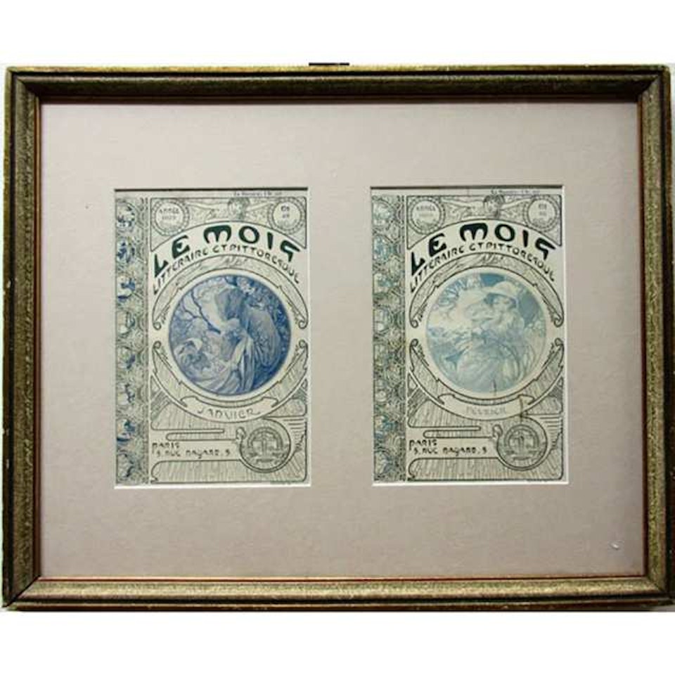 JANVIER; FEVRIER; MARS; AVRIL (FROM LE MOIS, FOUR PLATES, #49-52 by Alphonse Mucha