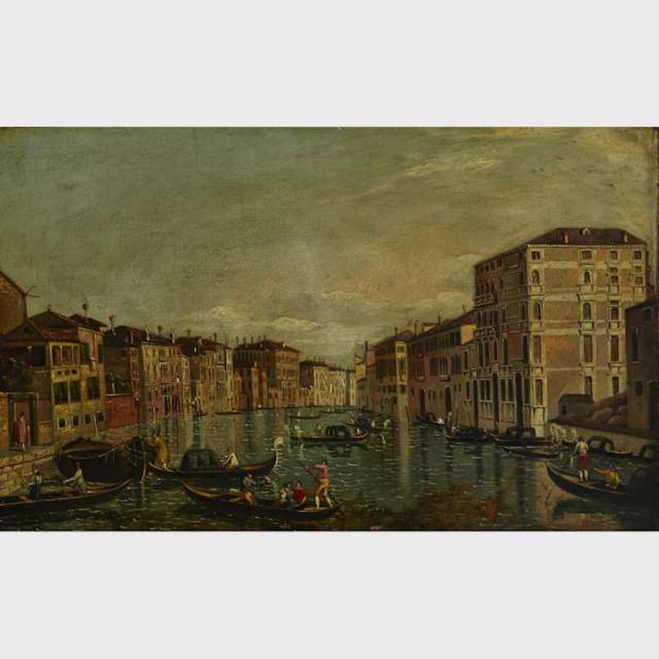 ALONG THE VENETIAN CANAL by Follower of Canaletto