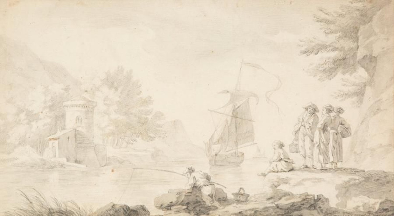 The fisherman in an estuary by Claude Joseph Vernet