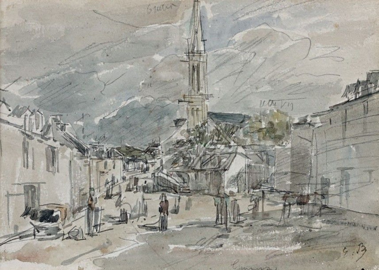 Village square by Eugène Boudin
