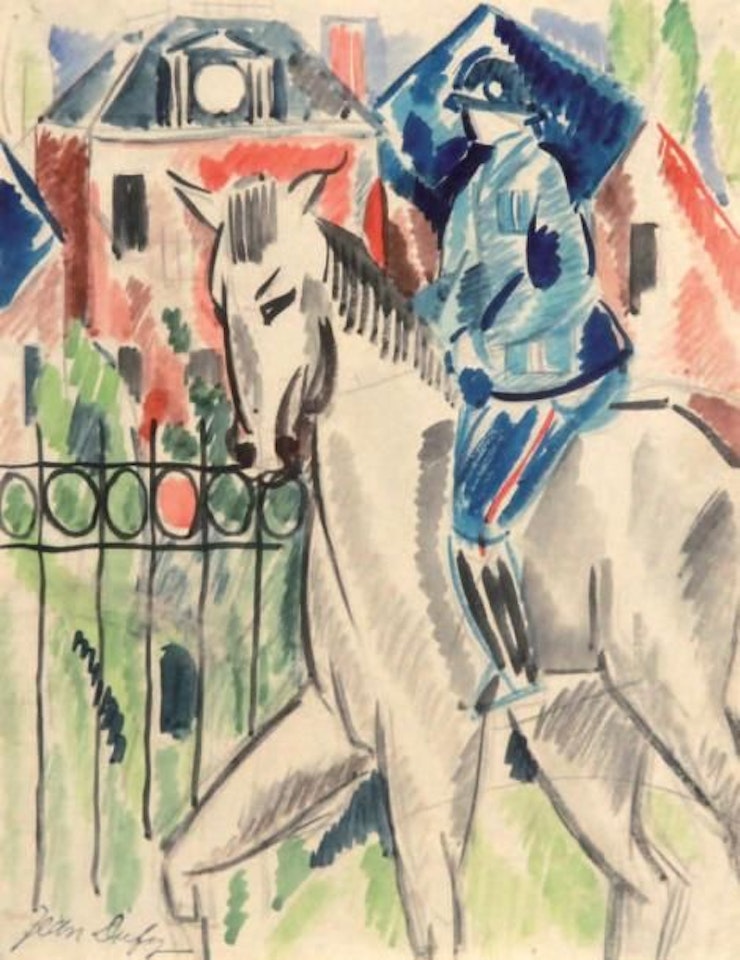 Officer on horseback by Jean Dufy