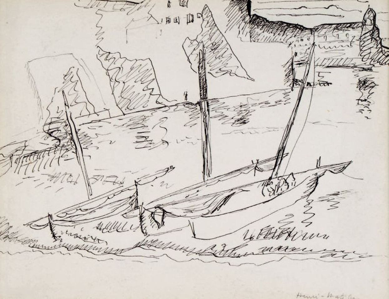 Boats in Collioure; study of sailing boats and fishermen by Henri Matisse