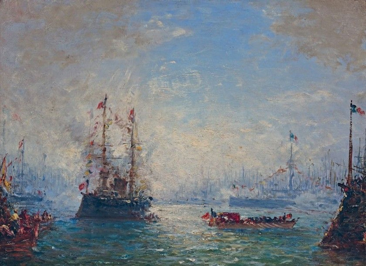Visit of the President of the Republic to the French and Italian squadrons in Toulon, April 10, 1901 by Félix Ziem