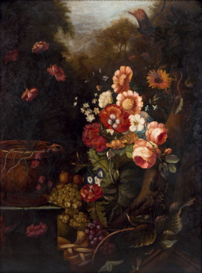 Still life with flowers and fruit by Italian School