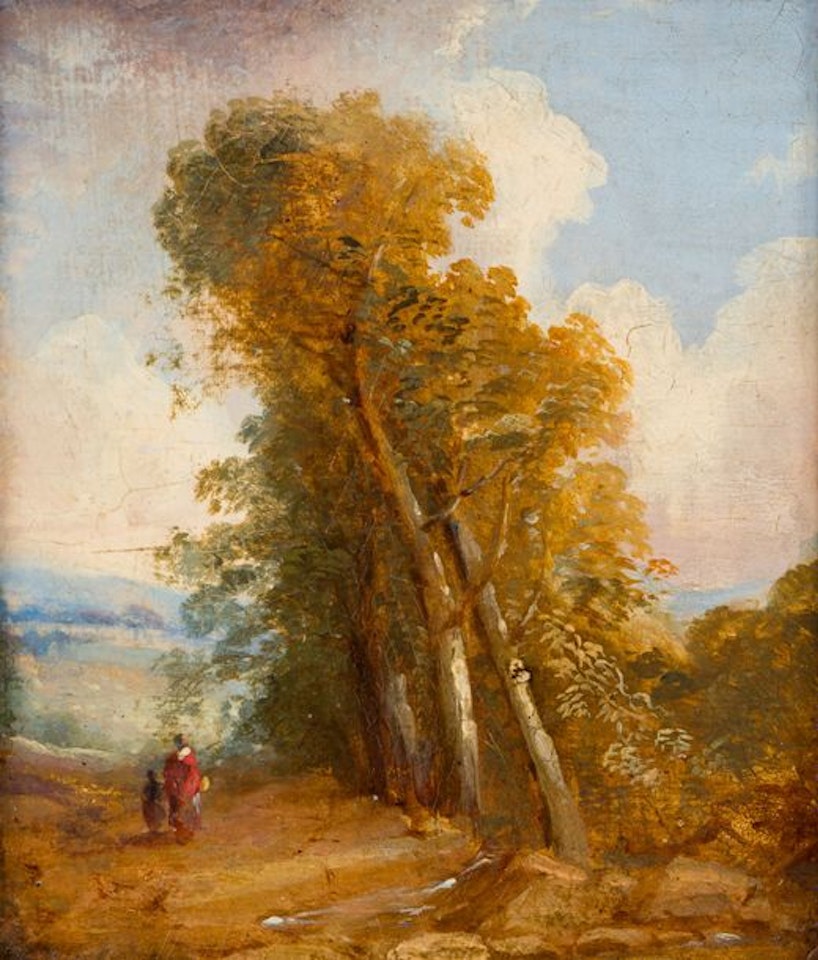 Walkers in the undergrowth by English School