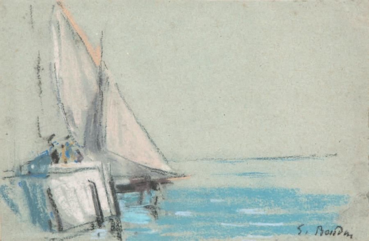 Sailboat at the entrance to the port by Eugène Boudin