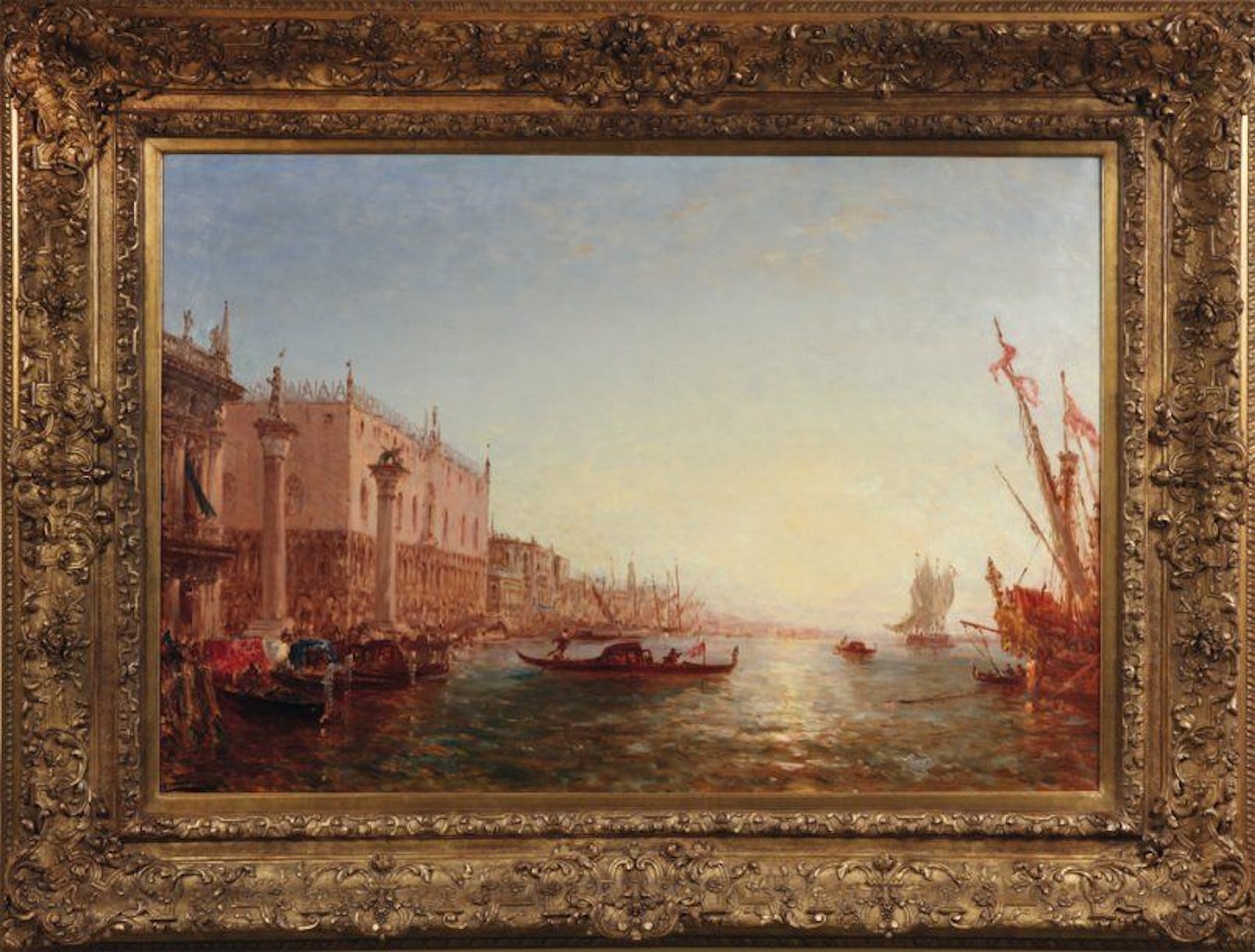 Gondolas near the Mole, Venice by Félix Ziem