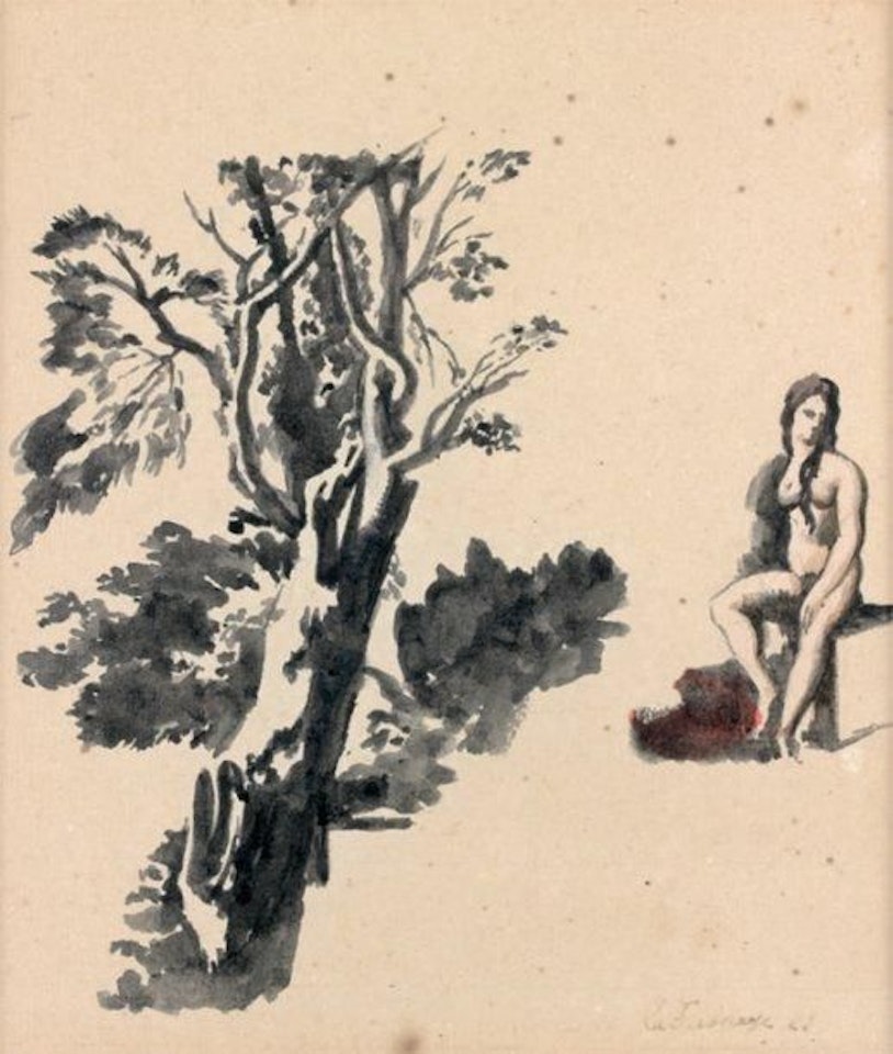 Seated woman and tree by Roger de la Fresnaye