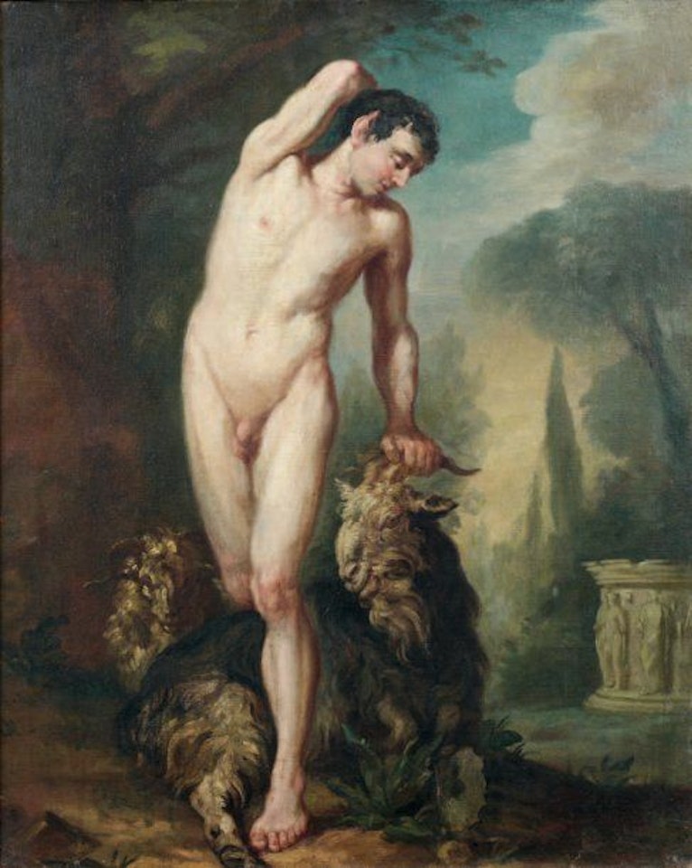 Young ephebe with his animal by French School
