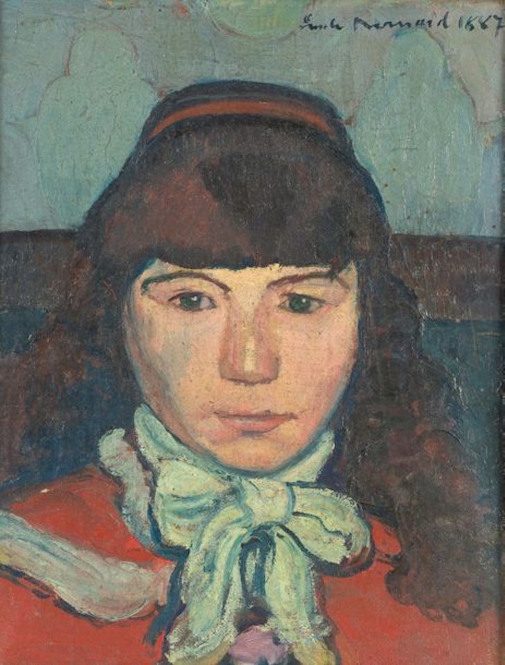 Portrait of a girl with a bow by Emile Bernard