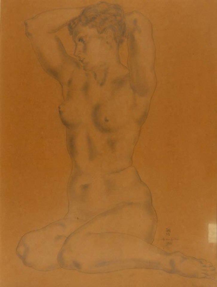 Crouching nude by Leonard Tsuguharu Foujita