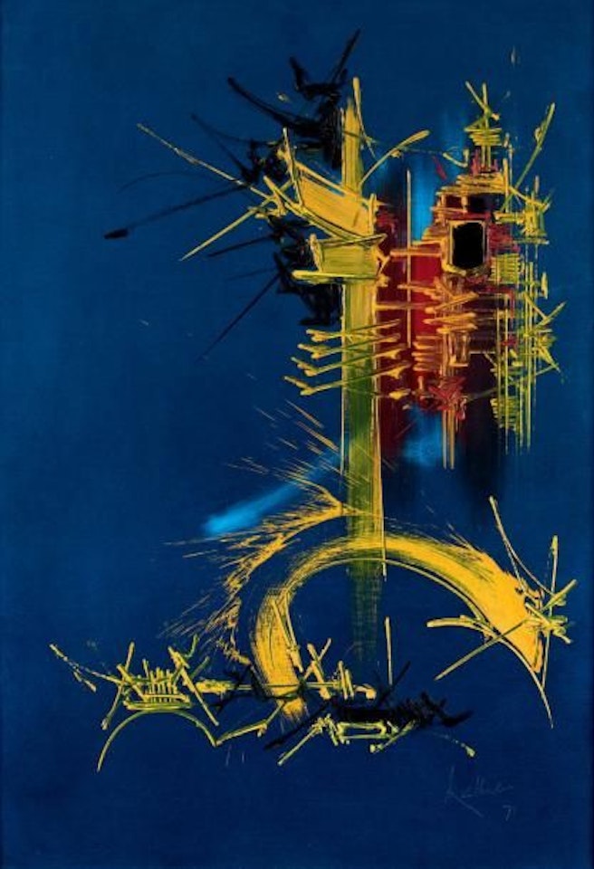 Blue hot air balloon by Georges Mathieu