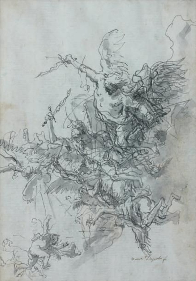 Double-sided study sheet: Saint Michael and God the Father by Giovanni Domenico Tiepolo
