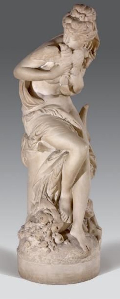 Young woman seated with a dove by Albert-Ernest Carrier-Belleuse
