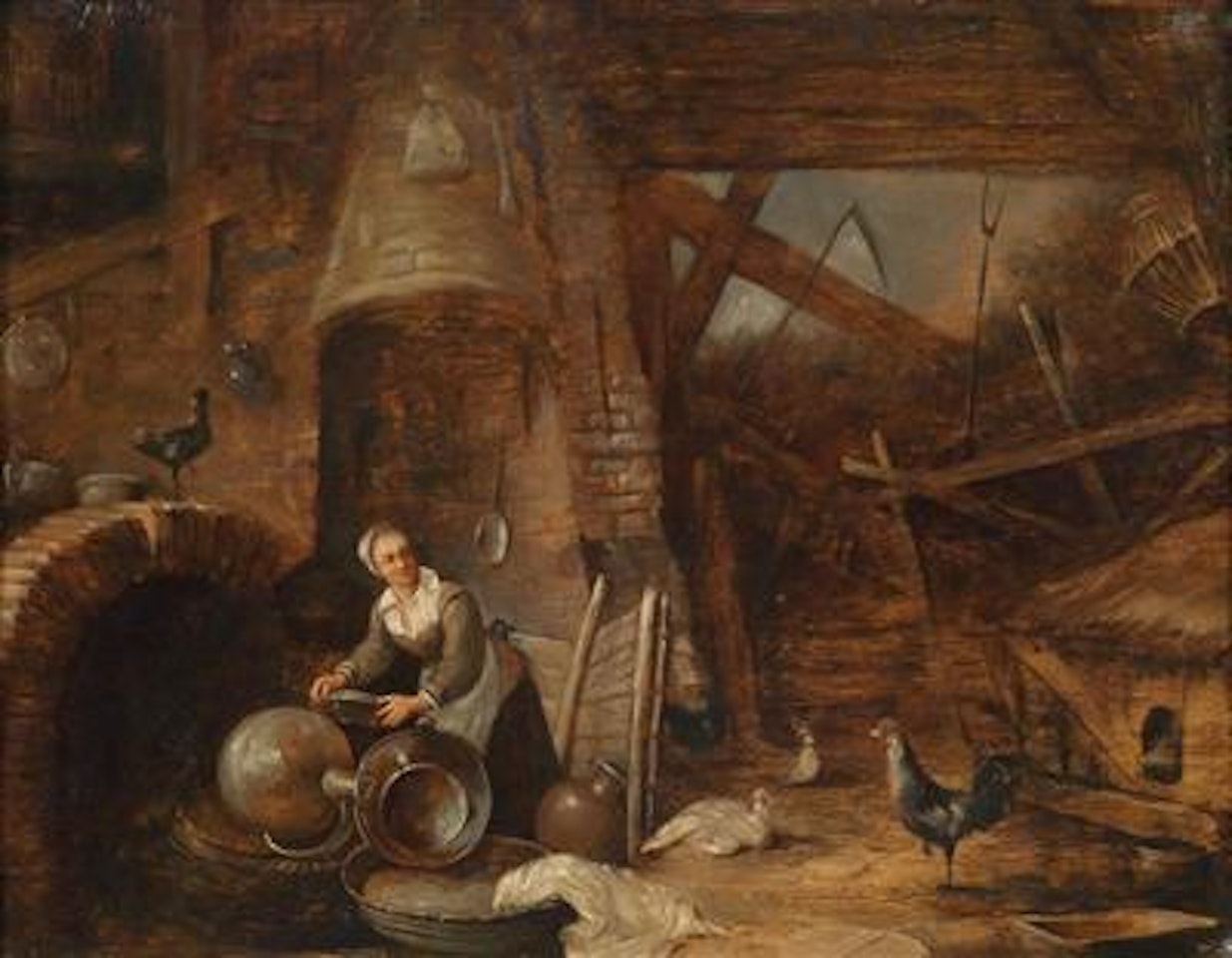 Scheuneninterieur mit einer Bäuerin by David Teniers II