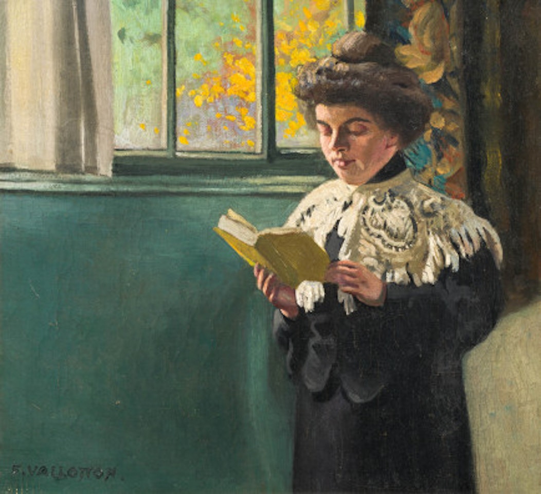 Woman reading at the window by Félix Vallotton