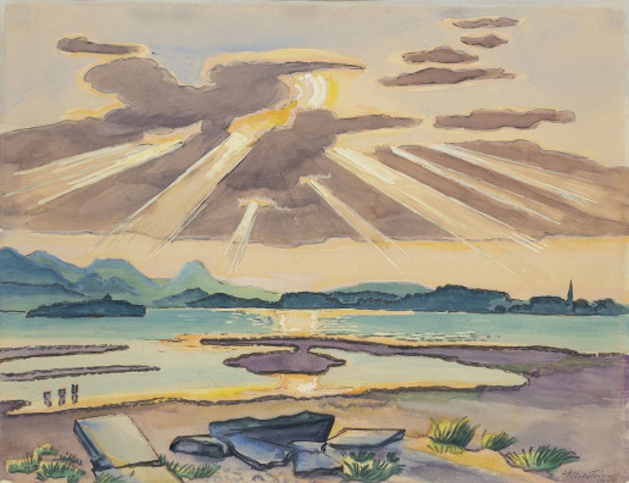 Evening at Chiemsee I by Max Pechstein
