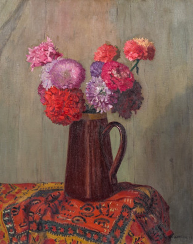 Pavots doubles in a pot brun by Félix Vallotton