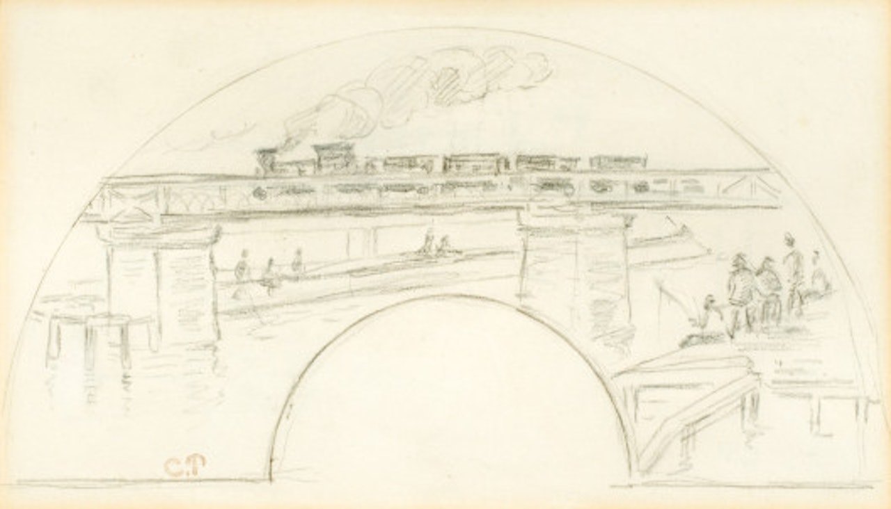 Le pont du chemin de fer, Pontoise by Camille Pissarro