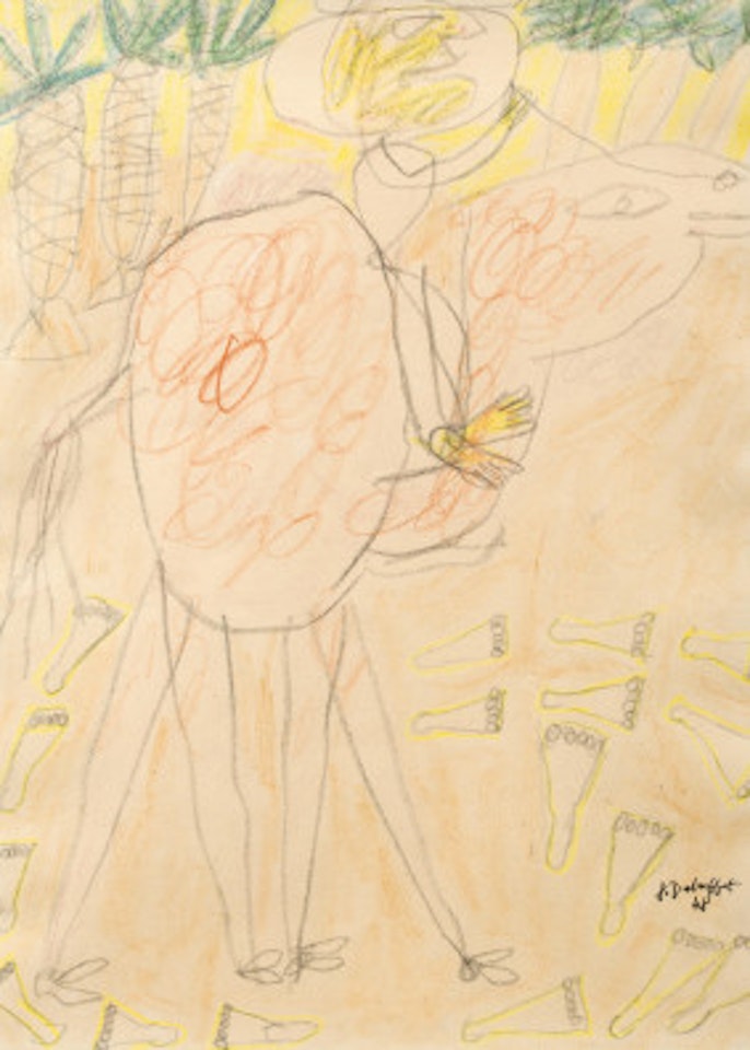Bédouin sur un chameau, traces de pas by Jean Dubuffet