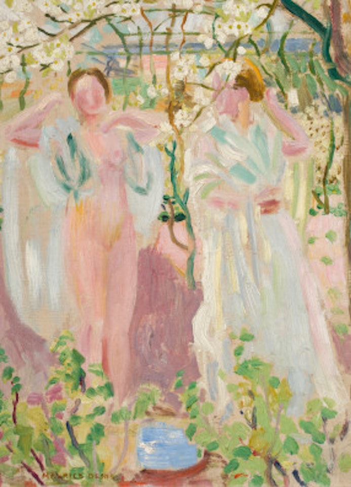 Deux femmes sous un arbre en fleur by Maurice Denis