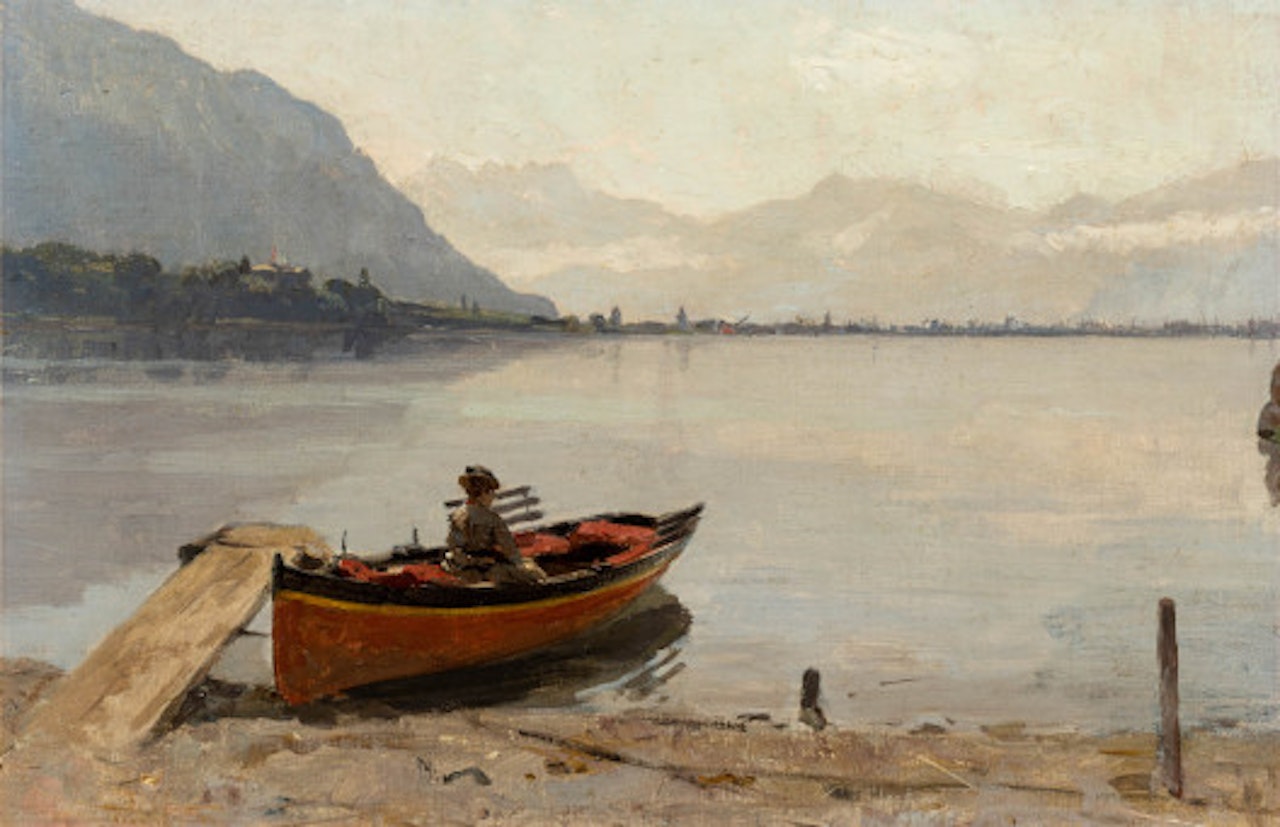 Embarquement on the beach of Chillon by François Bocion