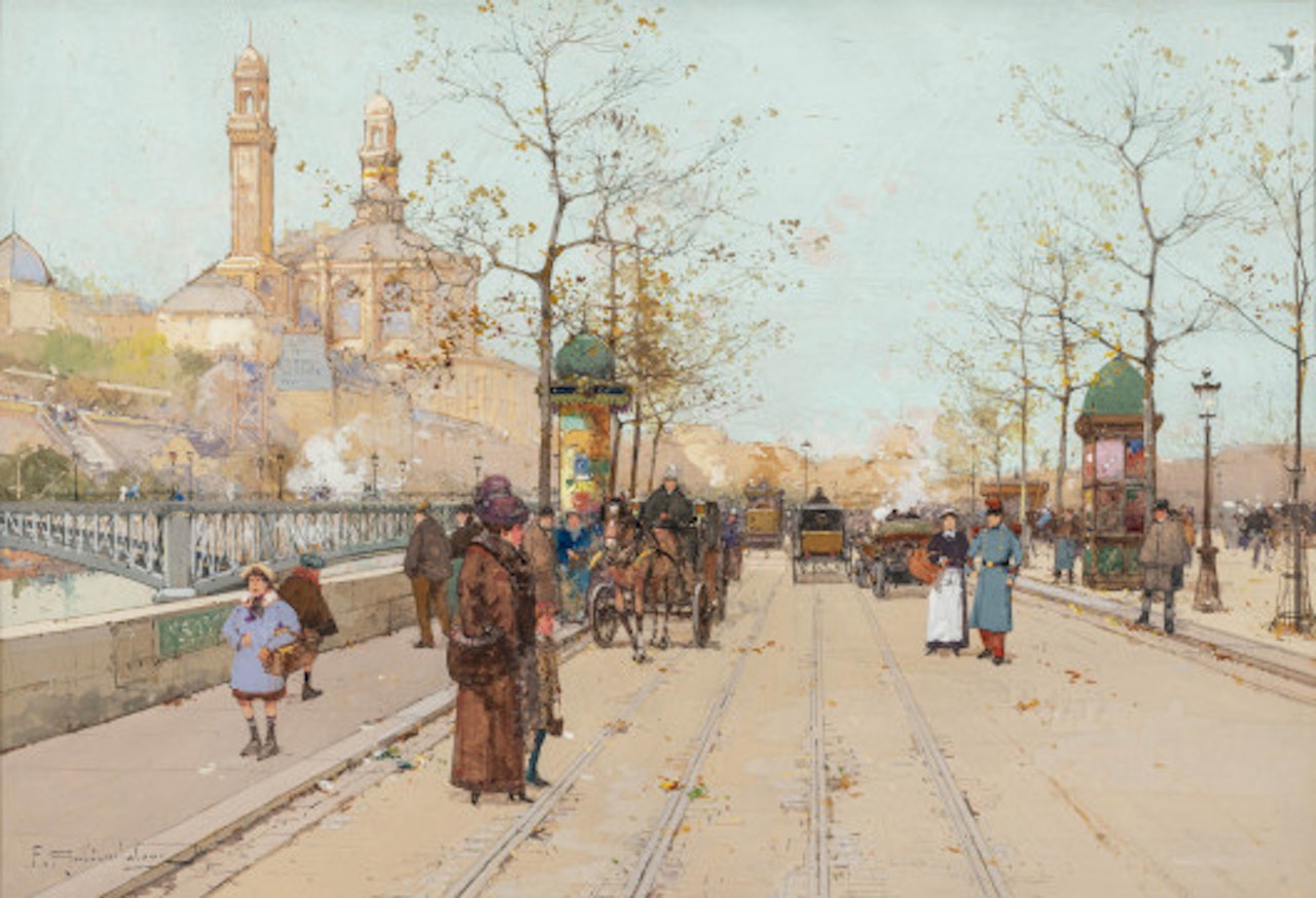 Notre Dame en automne by Eugene Galien-Laloue