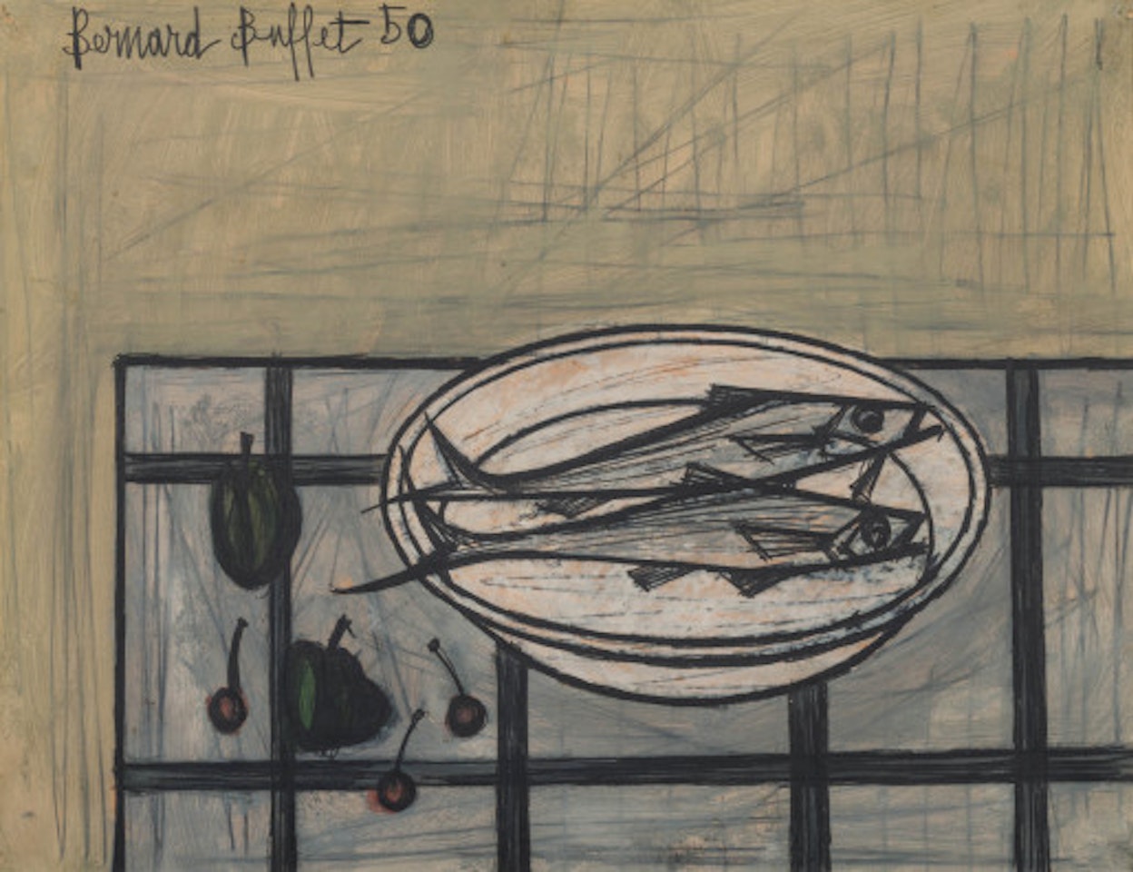 Les deux poissons by Bernard Buffet