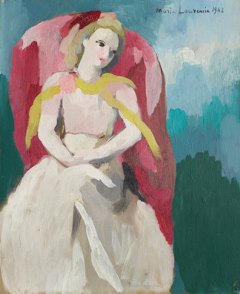 Young woman assise by Marie Laurencin