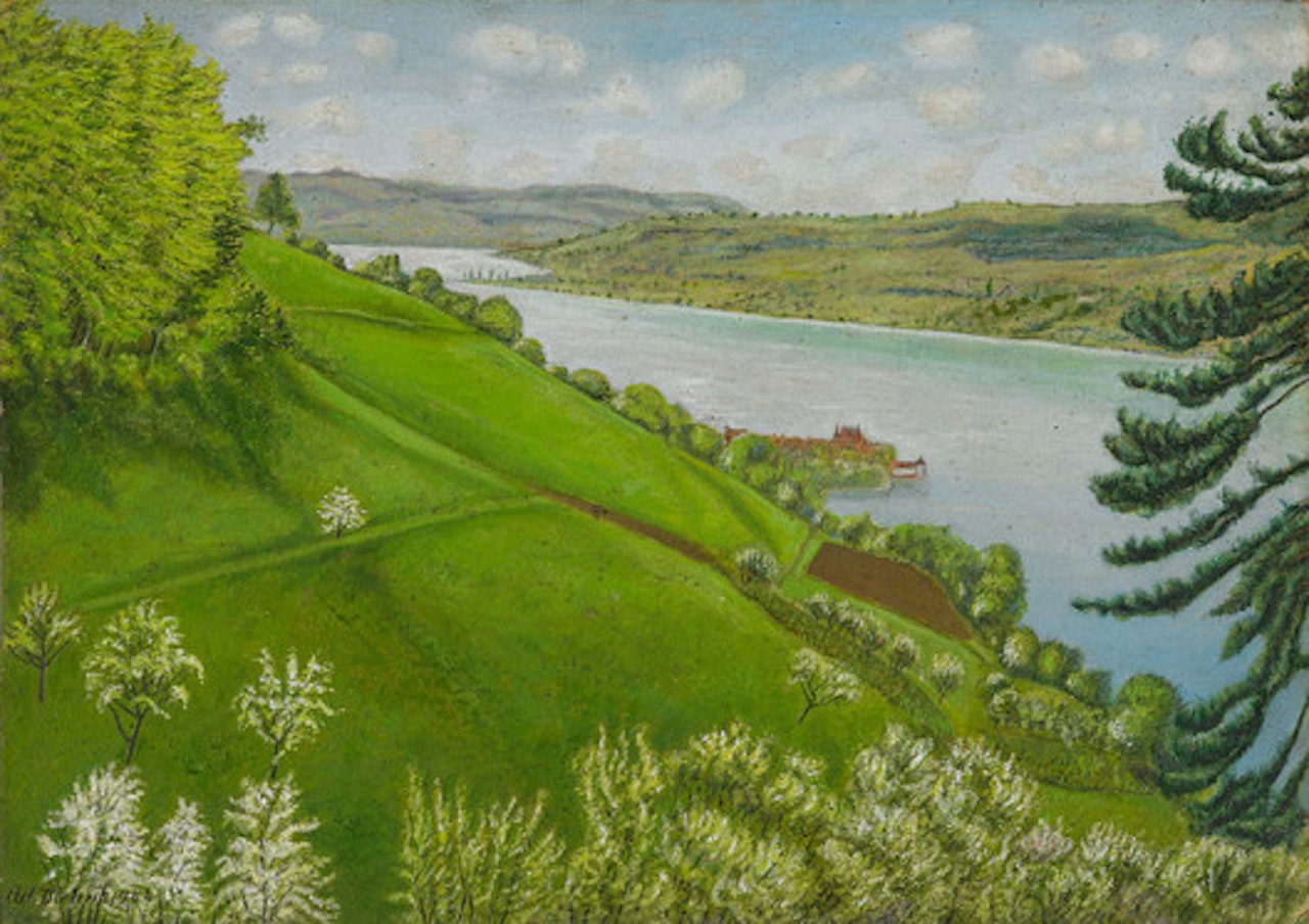 Untersee with Steckborn, spring landscape by Adolf Dietrich