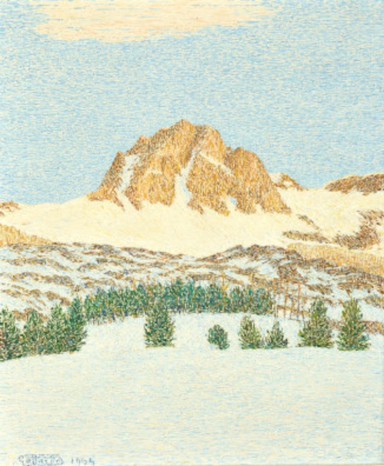 Piz Lagrev in winter by Gottardo Segantini