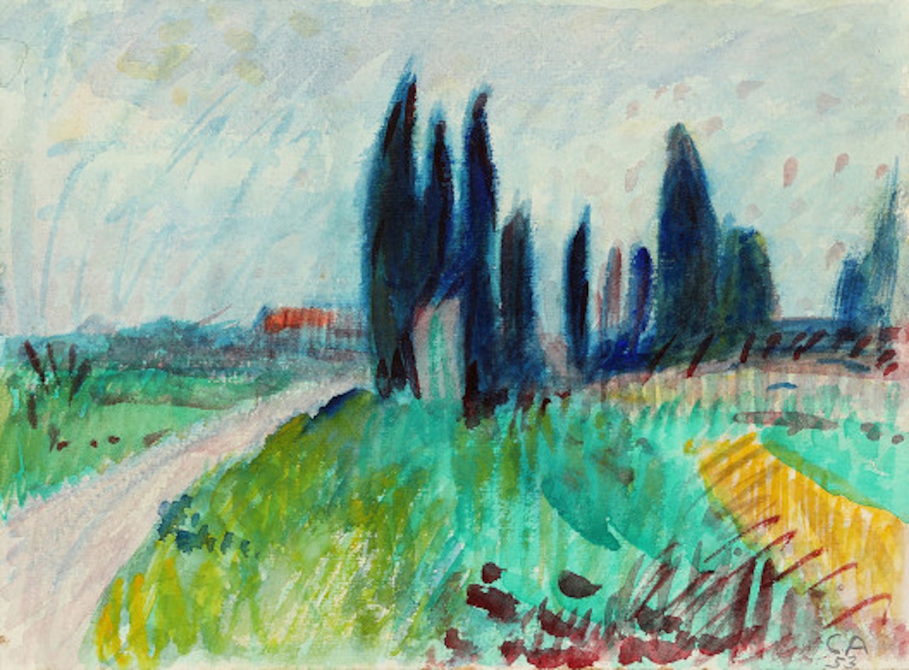 Landscape with cypresses by Cuno Amiet