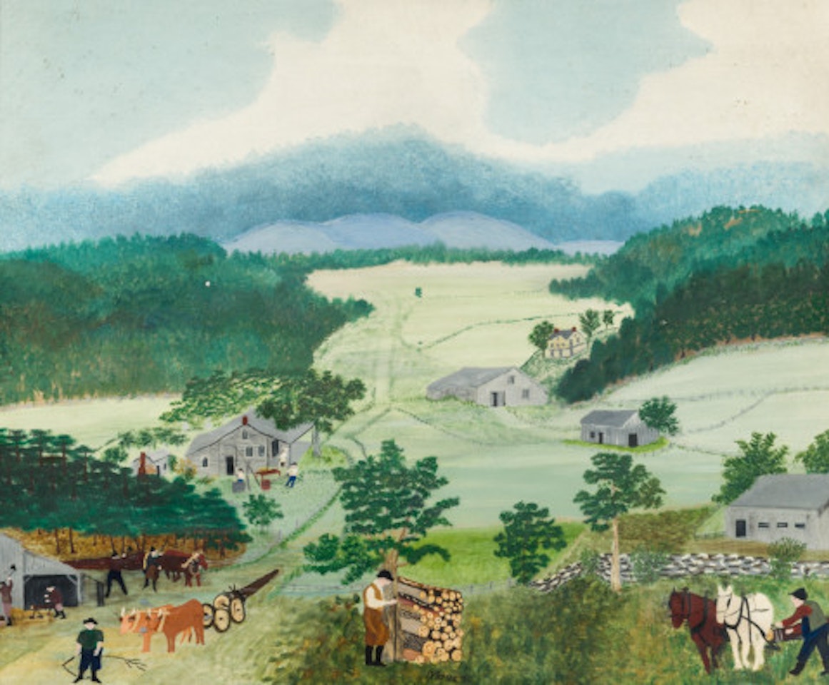 First wagon on Cambridge pike by Grandma Moses