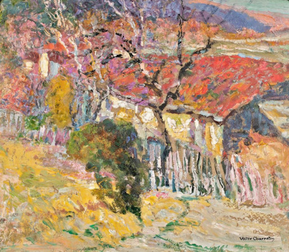 Maison with palissade, automne by Victor Charreton