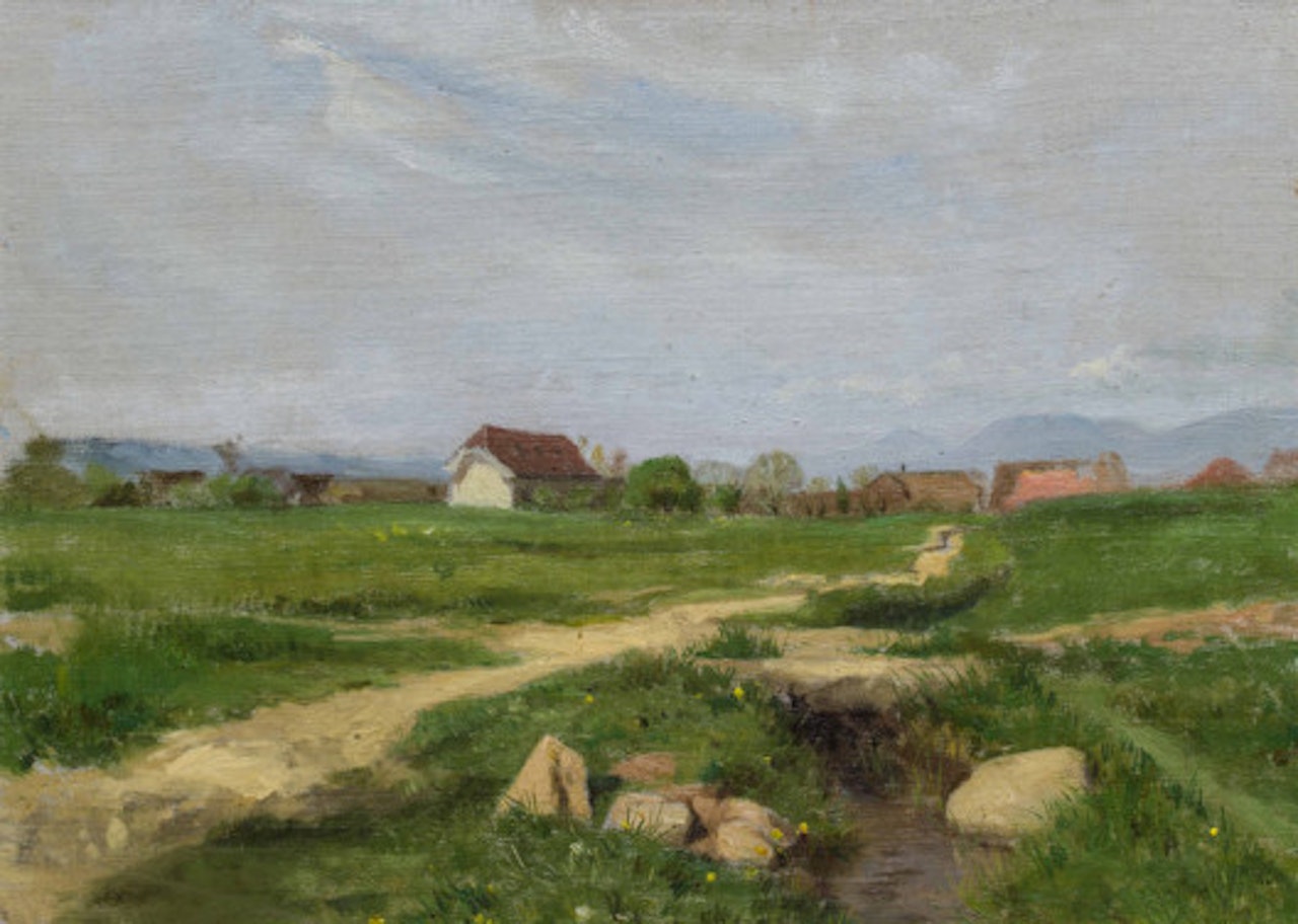 On the edge of the village of Ins by Albert Anker