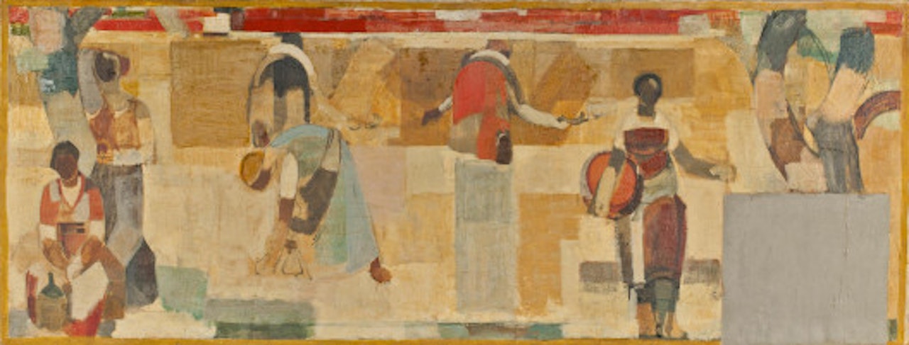 The grain harvest, overall design for the Riehen community hall by Albert Müller