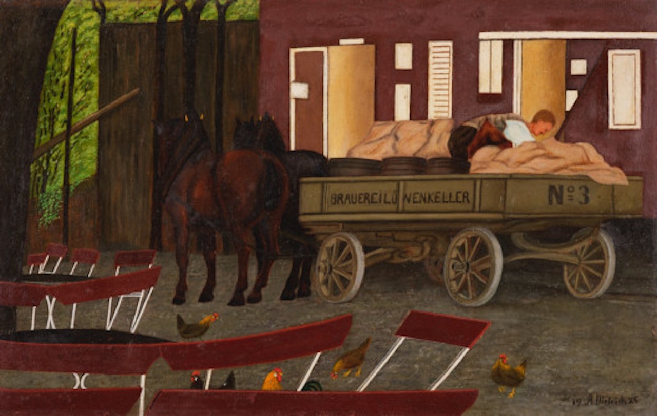 Horse-drawn cart at the Löwenkeller brewery by Adolf Dietrich