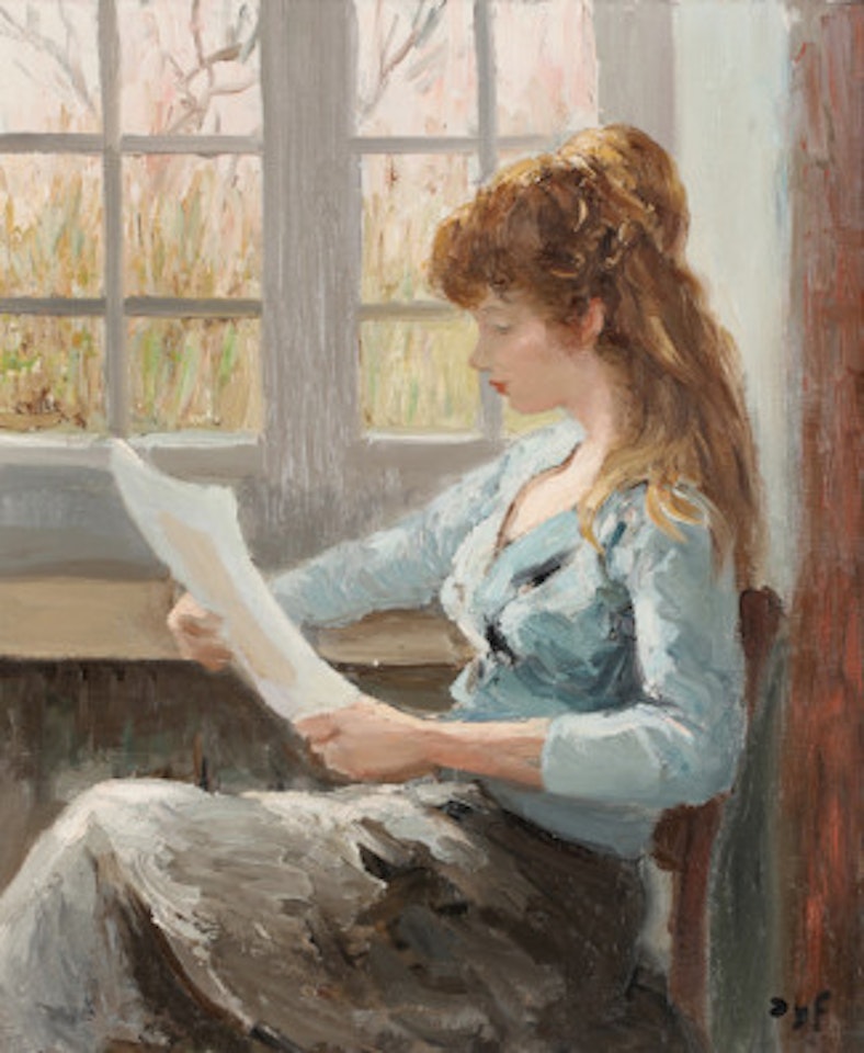Girl reading by Marcel Dyf